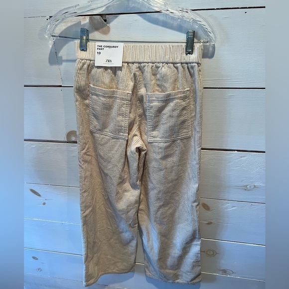 Zara kids corduroy midrise wide leg pants size 10, stretch,NWT, cream colored. - Picture 5 of 5